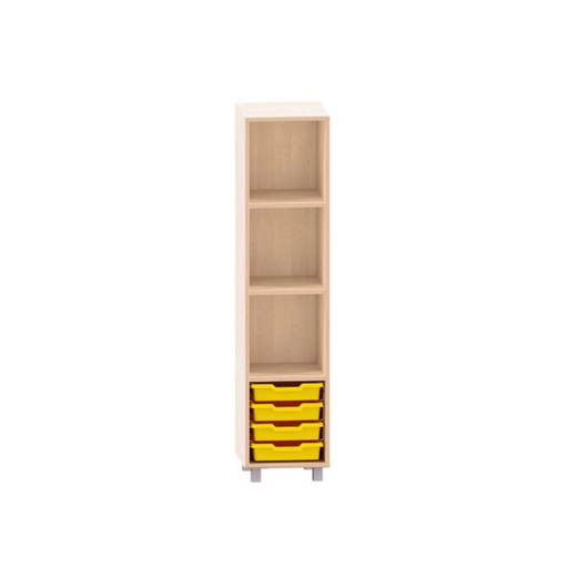 MKS023 Regal mit 4 kleinen ABS-Boxen und 3 Böden, obere Fächer frei - MKS023