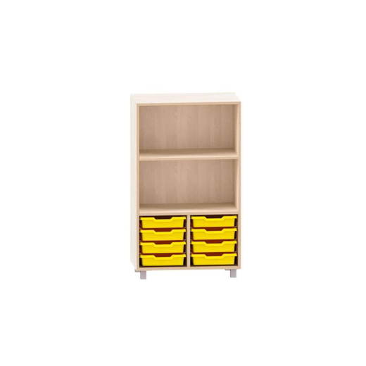 MKS040 Würfelregal mit 8 kleinen ABS-Boxen unten und 2 Böden, obere Fächer frei - MKS040
