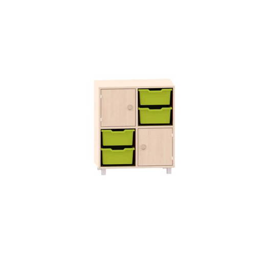MKS059 Regal mit einem Boden, Türen diagonal und 4 große ABS-Boxen diagonal - MKS059