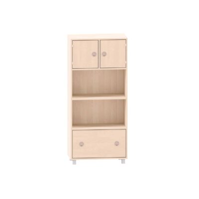 Regal mit oben Türen, mittig offenes Fach mit Boden und unten Schubkasten