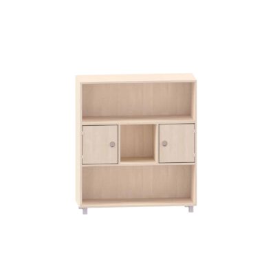 Sideboard mit 2 Böden, oberes und unteres Fach offen, mittleres links und rechts Türen