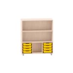 Sideboard mit 2 Böden, obere Fächer frei, unten links und rechts jeweils 4 ABS-Boxen, mittiges Fach frei - MKS087