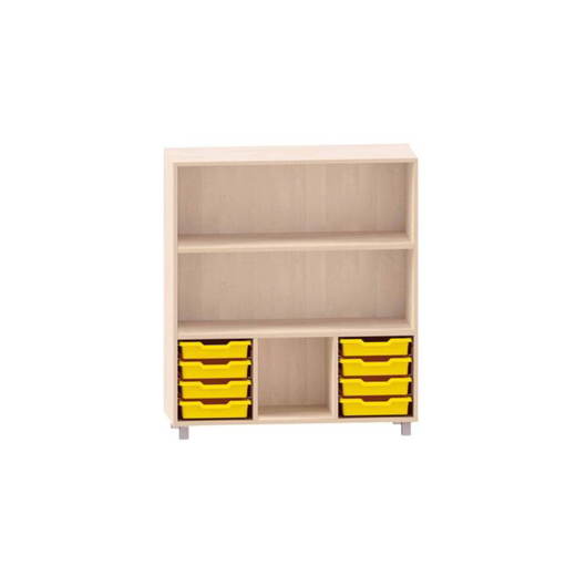 MKS087 Sideboard mit 2 Böden, obere Fächer frei, unten links und rechts jeweils 4 ABS-Boxen, mittiges Fach frei - MKS087