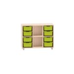 Sideboard mit einem Boden, 4 ABS-Boxen rechts und 4 ABS-Boxen links, mittiges Fach frei - MKS090