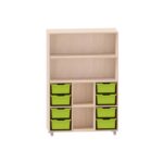 Sideboard mit 3 Böden, obere Fächer frei, unten links und rechts jeweils 4 ABS-Boxen, mittige Fächer frei - MKS093