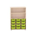 Sideboard mit 3 Böden, obere Fächer frei, unten 12 ABS-Boxen - MKS094