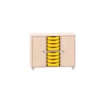 Sideboard mit einem Boden, links und rechts Türen und mittig 8 kleine ABS-Boxen - MKS096