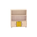 Sideboard mit 2 Böden, obere Fächer frei, unten rechts und links Türen und mittig 4 kleine ABS-Boxen - MKS097