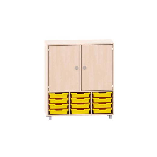 MKS098 Sideboard mit 2 Böden, oben 2 Türen und unten 12 ABS-Boxen - MKS098