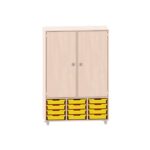 Sideboard mit 3 Böden, oben 2 Türen und unten 12 kleine ABS-Boxen - MKS100