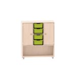 Sideboard mit 2 Böden, oben links und rechts Türen, in der Mitte 4 ABS-Boxen und unten freies Fach - MKS103