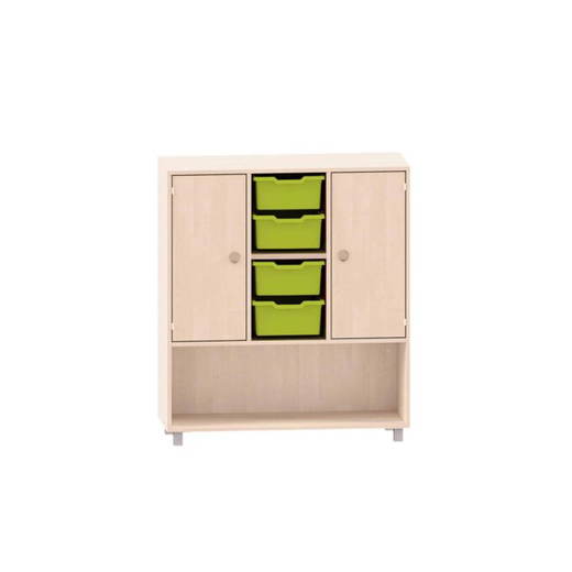MKS103 Sideboard mit 2 Böden, oben links und rechts Türen, in der Mitte 4 ABS-Boxen und unten freies Fach - MKS103