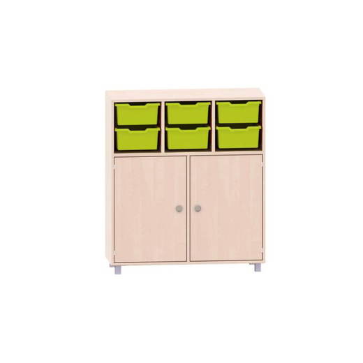 MKS104 Sideboard mit 2 Böden, oben 6 große ABS-Boxen und unten 2 Türen - MKS104