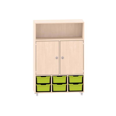 Sideboard mit 3 Böden, oben freies Fach, mittig 2 Türen und unten 6 ABS-Boxen