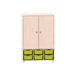 Sideboard mit 3 Böden, oben 2 Türen und unten 6 großen ABS-Boxen - MKS108