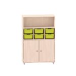Sideboard mit 3 Böden, oben freies Fach, mittig 6 ABS-Boxen und unten 2 Türen - MKS110
