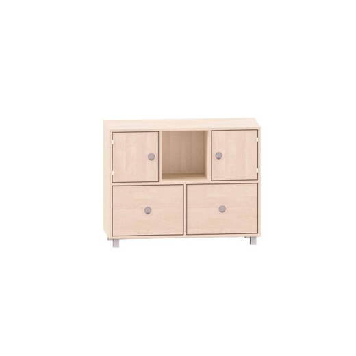 MKS112 Sideboard mit einem Boden, oben links und rechts Türen, Mitte freies Fach und unten zwei Schubkästen - MKS112