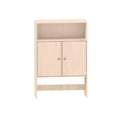 Garagenregal mit 2 Böden, oben offenes Fach und unten 2 Türen