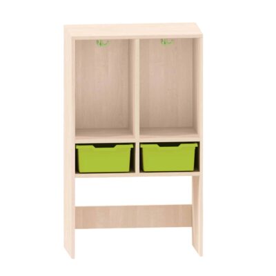 Garderobenregal mit 2 getrennten Fächern oben und 2 ABS-Boxen unten - Höhe: 122,1 cm
