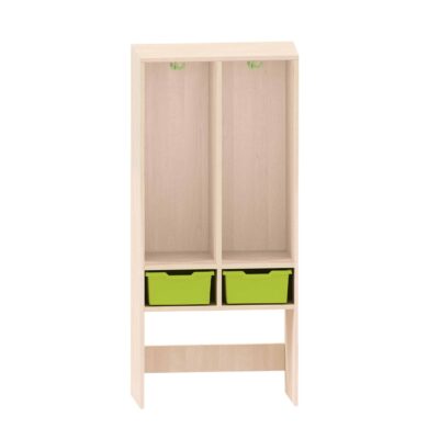 Garderobenregal mit 2 getrennten Fächern oben und 2 ABS-Boxen unten - Höhe: 160 cm