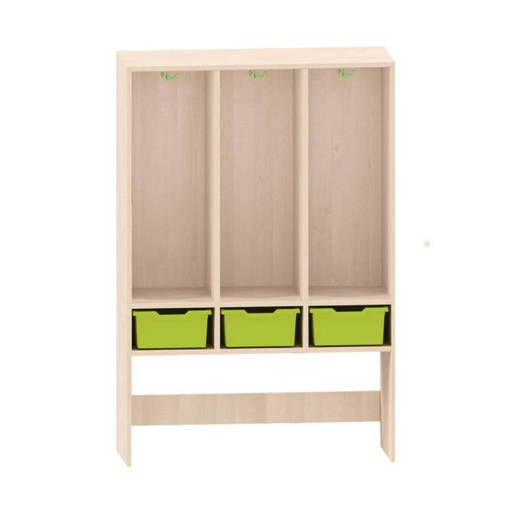 MKS135 Garderobenregal mit 3 getrennten Fächern oben und 3 ABS-Boxen unten - MKS135