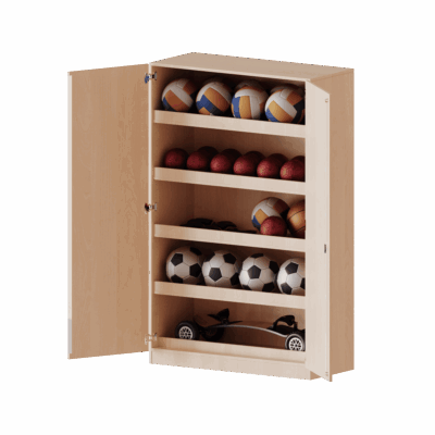 Ballschrank, 5 Ordnerhöhen - 4 Einlegeböden mit Aufkantung für Bälle - Serie evo180