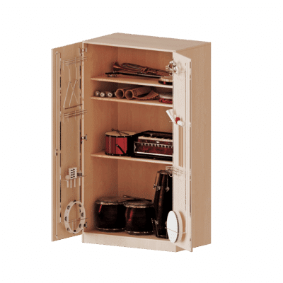 Musikschrank, 5 Ordnerhöhen - Türen mit Instrumentenhalterungen - Serie evo180