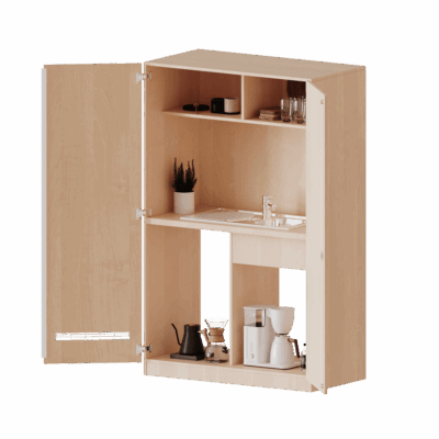 Schrankküche, 5 Ordnerhöhen - Spüle mit Abtropf, Platz für Kühlschrank - Serie evo180