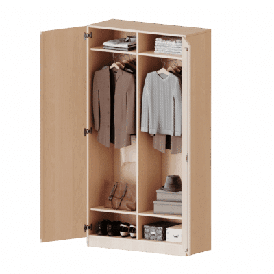 Garderobenschrank mit Spiegel und Garderobenstange, beide Seiten Garderobe - Serie evo180