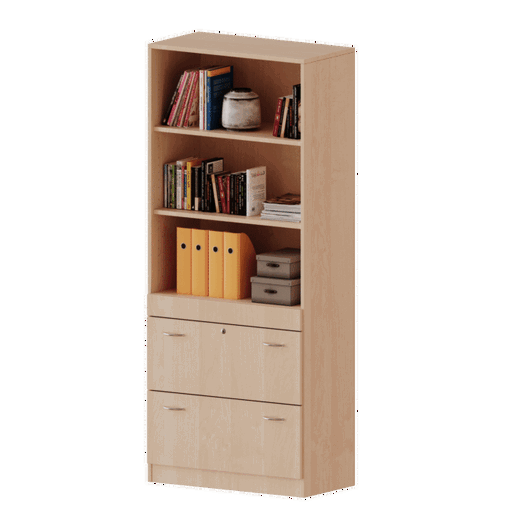 haengeregisterschrank-5oh-3offene Hängeregister Kombischrank, 5 Ordnerhöhen – Serie evo180 - haengeregisterschrank 5oh 3offene