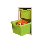 Sideboard mit 3 Böden, oben links und rechts Türen, mitte frei, unten 12 ABS-Boxen - regalemitabsboxen2