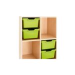 Sideboard mit 3 Böden, oben links und rechts Türen, mitte frei, unten 12 ABS-Boxen - regalmitabsboxen1
