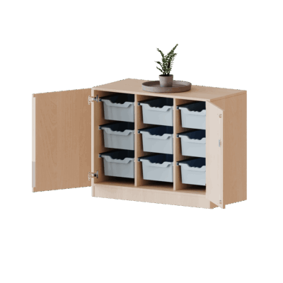 ErgoTray Schrank, dreireihig, 2 Ordnerhöhen - mit 9 hohen ErgoTray Boxen - evo180 Serie