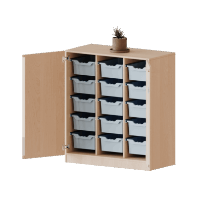 ErgoTray Schrank, dreireihig, 3 Ordnerhöhen - mit 15 hohe ErgoTray Boxen - evo180 Serie