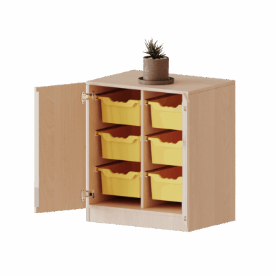ErgoTray Schrank, zweireihig, 2 Ordnerhöhen - mit 6 hohen ErgoTray-Boxen - evo180 Serie