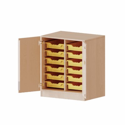 ErgoTray Schrank, zweireihig, 2 Ordnerhöhen - mit 12 flachen ErgoTray-Boxen - evo180 Serie