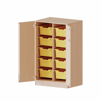 ErgoTray Schrank, zweireihig, 3 Ordnerhöhen - mit 10 hohen ErgoTray-Boxen - evo180 Serie