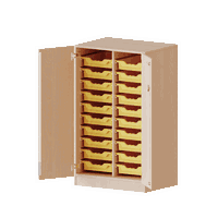 ErgoTray Schrank, zweireihig, 3 Ordnerhöhen - mit 20 flachen ErgoTray-Boxen - evo180 Serie