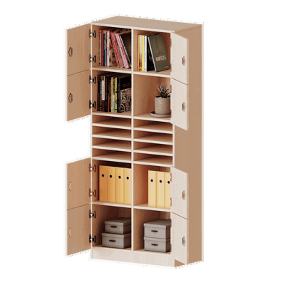 Schließfachschrank, 5 Ordnerhöhen – 8 Schließfächer und Postfächer – Serie evo180