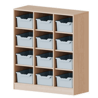 Taschenregal, 3 Ordnerhöhen - 12 halbhohe Fächer mit ErgoTray-Boxen - Serie evo180