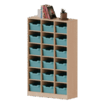 Taschenregal, 4,5 Ordnerhöhen – 18 halbhohe Fächer mit ErgoTray-Boxen – Serie evo180 - R105445KLRBG