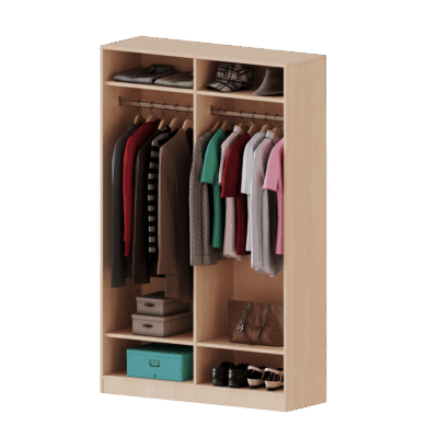 Garderobenregal mit Mittelwand und 2 Garderobenstangen, 5 Ordnerhöhen - Serie evo180