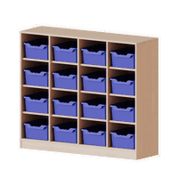 Taschenregal, 3 Ordnerhöhen - 16 halbhohe Fächer mit ErgoTray-Boxen - Serie evo180