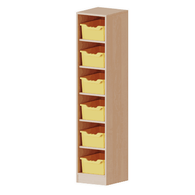 Taschenregal, 4,5 Ordnerhöhen – 6 halbhohe Fächer mit ErgoTray-Boxen – Serie evo180
