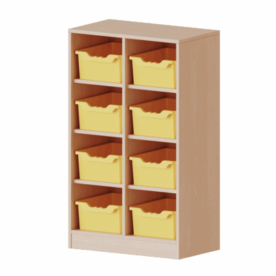 Taschenregal, 3 Ordnerhöhen - 8 halbhohe Fächer mit ErgoTray-Boxen - Serie evo180