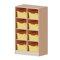 Taschenregal, 3 Ordnerhöhen - 8 halbhohe Fächer mit ErgoTray-Boxen - Serie evo180