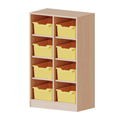 Taschenregal, 3 Ordnerhöhen – 8 halbhohe Fächer mit ErgoTray-Boxen – Serie evo180