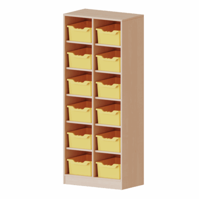 Taschenregal, 4,5 Ordnerhöhen - 12 halbhohe Fächer mit ErgoTray-Boxen - Serie evo180