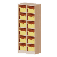 Taschenregal, 4,5 Ordnerhöhen - 12 halbhohe Fächer mit ErgoTray-Boxen - Serie evo180