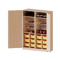 Sportschrank, 5 Ordnerhöhen - 4 Ballkörbe, 12 hohe ErgoTray-Boxen - Serie evo180
